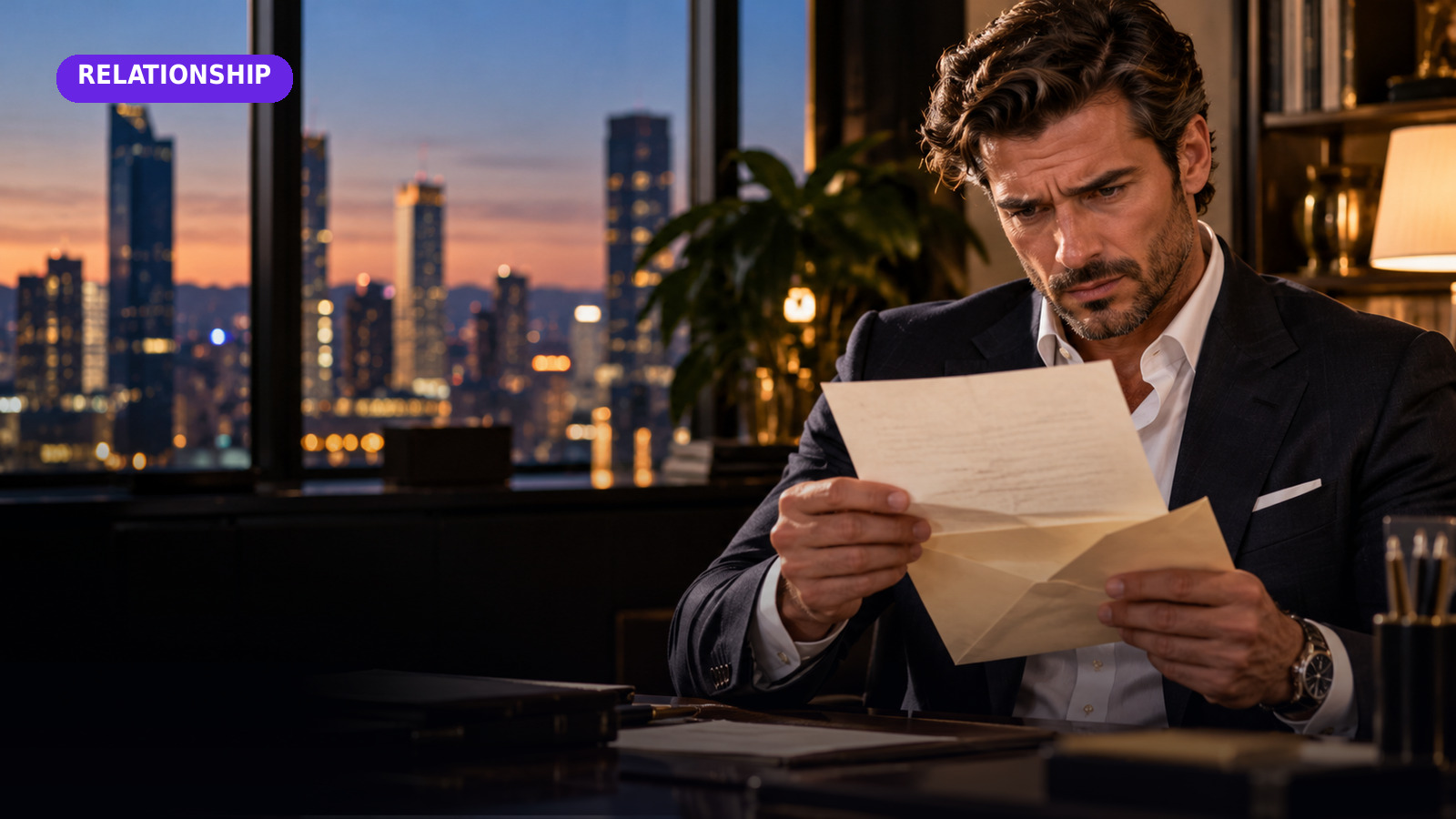 A Sealed Envelope Arrived at His Office. His Son’s Name Was on the Last Page — AI-generated fictional editorial scene